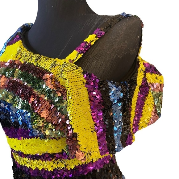 Rare editions Colorful Layered Sequin Cocktail Dress - Picture 3 of 16